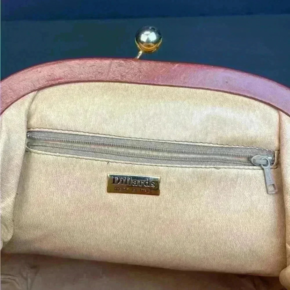 Dillards Leather Woven Cotton Beige/ Brown Women’s Backpack MADE IN ITALY - Picture 8 of 11